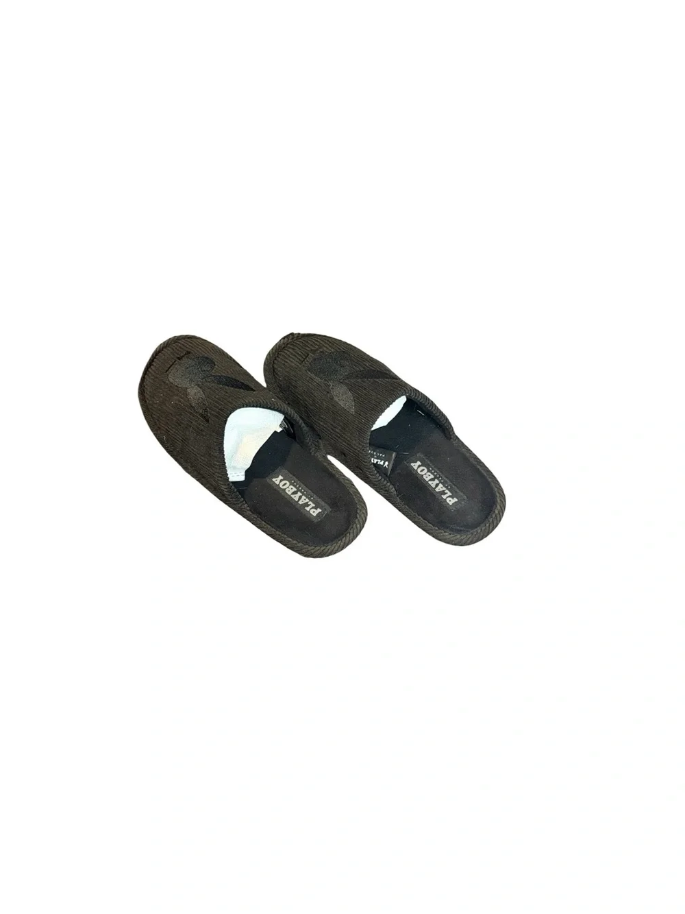 Playboy By PacSun Corduroy Bunny Slippers Black Size S/M 5/6 Length 10”